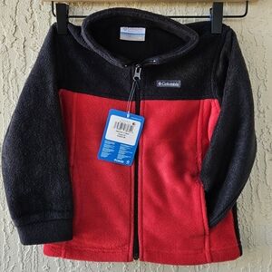 NWT Kids 4T Columbia Zip-Up Red & Black Fleece